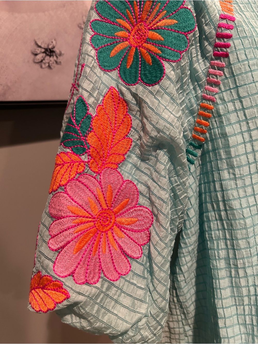 THML Aqua Embroidered Floral Tunic Top - Picture 5 of 8